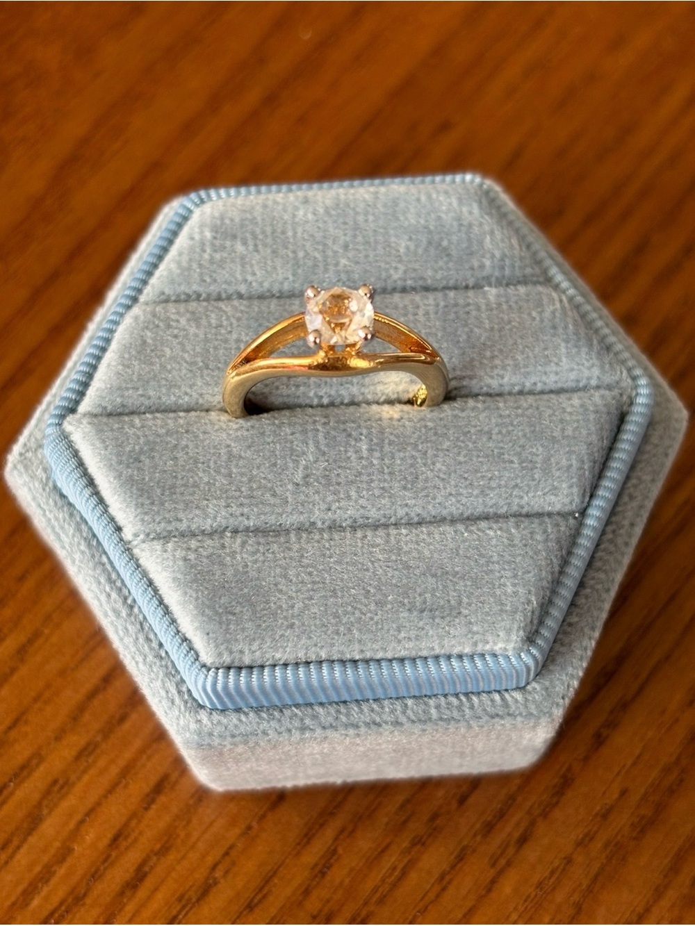 Vintage 18KT GE Solitaire Ring with Clear Stone - American Ring Co.